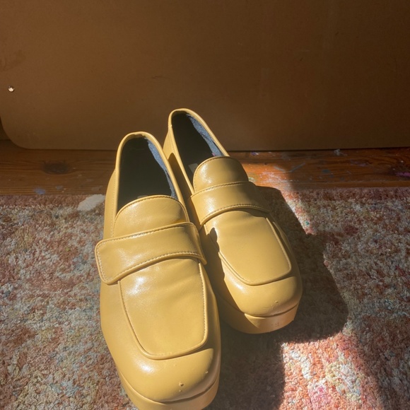 Design by Maryam Soft Yellow Block Heel Loafers - Picture 1 of 4